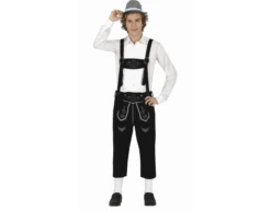 Lederhose Lang Zwart Verstelbare Bretels