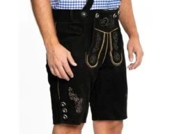 Lederhose Leer Kort Zwart En Bretels -Feestartikelen Winkel lederhose leer kort zwart en bretels 3