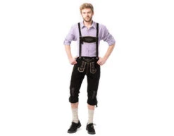 Lederhose Leer Lang Zwart En Bretels