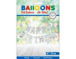 Letterballon Set Happy Birthday Zilver -Feestartikelen Winkel letterballon set happy birthday zilver 1