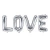 Letterballon Set Love Zilver Leeg 1,4m -Feestartikelen Winkel letterballon set love zilver leeg 14m