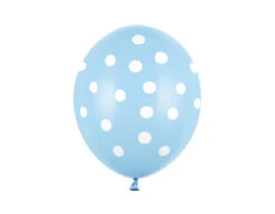 Lichtblauwe Ballonnen Witte Stipjes 30cm 6st