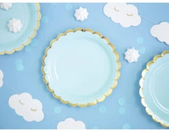 Lichtblauwe Bordjes Karton Goud 18cm 6st -Feestartikelen Winkel lichtblauwe bordjes karton goud 18cm 6st 5