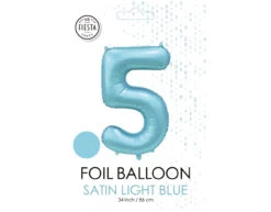 Lichtblauwe Cijfer Ballon 5 Jaar Glans 86cm -Feestartikelen Winkel lichtblauwe cijfer ballon 5 jaar glans 86cm 1
