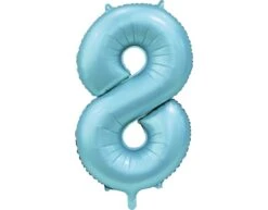 Lichtblauwe Cijfer Ballon 8 Jaar Glans 86cm