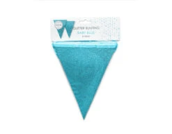 Lichtblauwe Vlaggenlijn Glitter 6m -Feestartikelen Winkel lichtblauwe vlaggenlijn glitter 6m 3