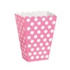 Lichtroze Popcorn Bakjes Witte Stippen 13,7cm 8st -Feestartikelen Winkel lichtroze popcorn bakjes witte stippen 137cm 8st