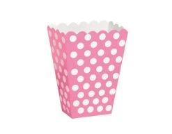 Lichtroze Popcorn Bakjes Witte Stippen 13,7cm 8st