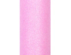 Lichtroze Tule Rol Glitter 15cm 9m