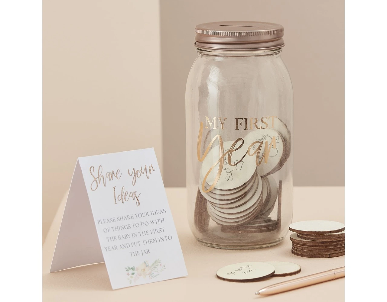 Memory Jar Baby In Bloom With 50 Customizable Wooden Tokens 4 Memory Jar Baby In Bloom With 50 Customizable Wooden Tokens - Afbeelding 2