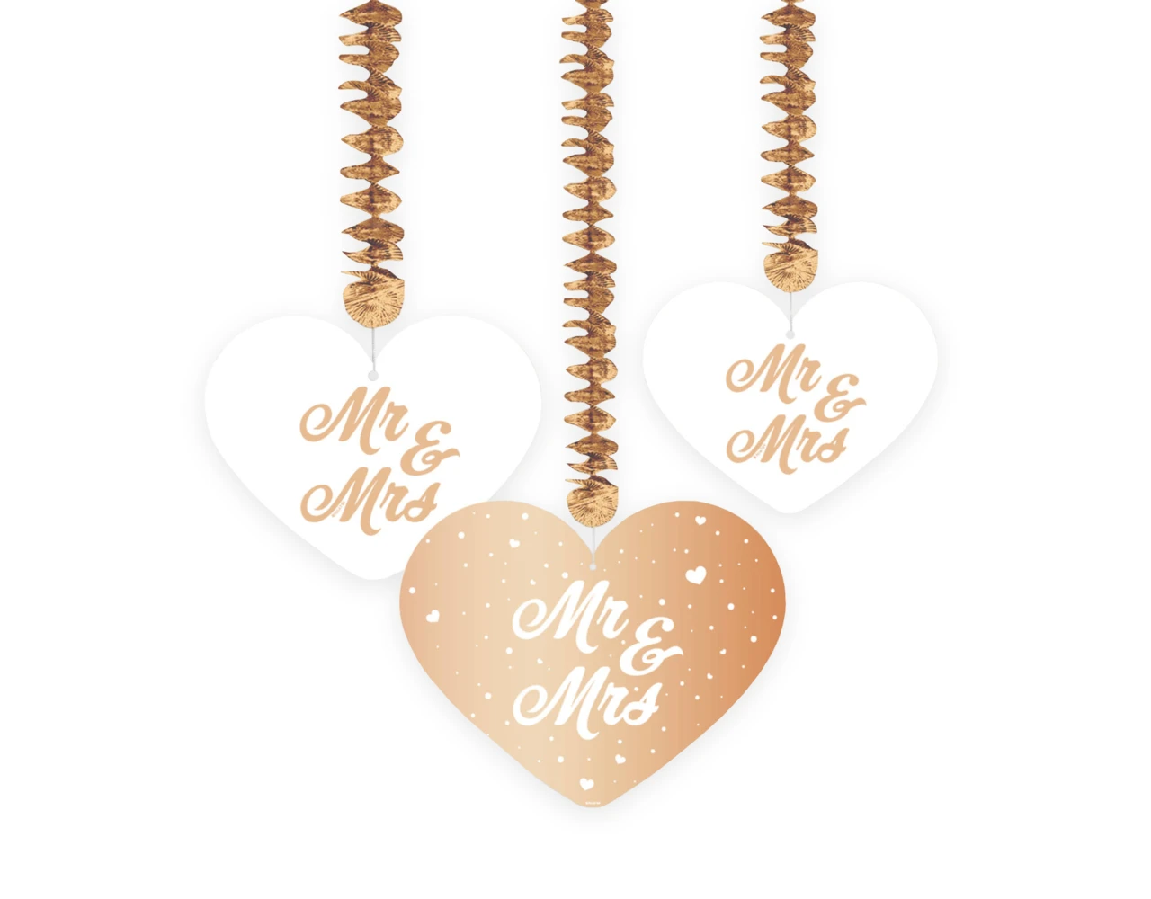 Mr, & Mrs, Hangdecoratie 70cm 3st 3 Mr, & Mrs, Hangdecoratie 70cm 3st