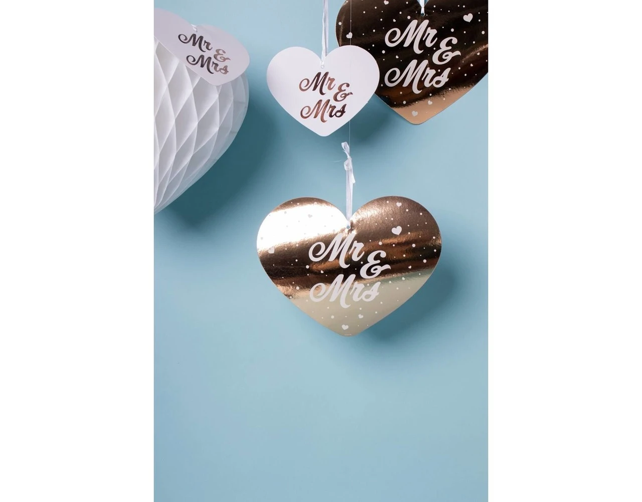 Mr, & Mrs, Hangdecoratie Set Rose Goud 5 Delig 5 Mr, & Mrs, Hangdecoratie Set Rose Goud 5 Delig - Afbeelding 3