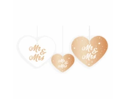 Mr, & Mrs, Hangdecoratie Set Rose Goud 5 Delig