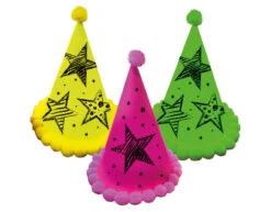 Neon Feesthoedjes 3st