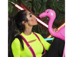 Neon Roze Bretels Ruches -Feestartikelen Winkel neon roze bretels ruches 5