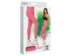 Neon Roze Legging Gaten L-XL -Feestartikelen Winkel neon roze legging gaten l xl 2
