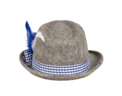 Oktoberfest Tiroler Hoed Grijs Blauw -Feestartikelen Winkel oktoberfest tiroler hoed grijs blauw 2