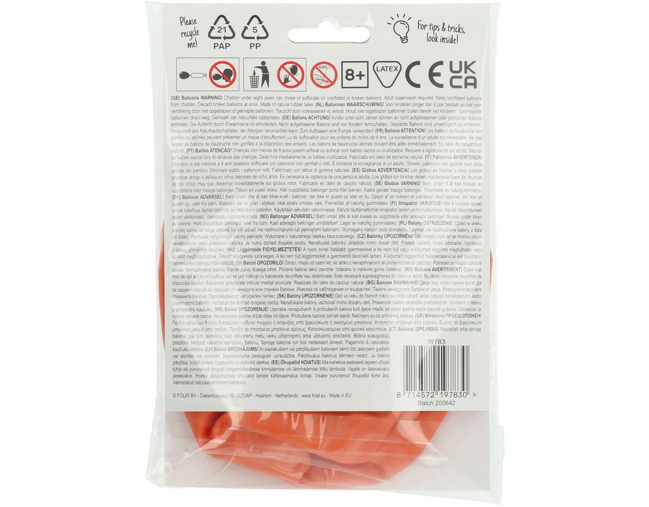 Oranje Ballon Metallic Marigold Orange 78cm 5 Oranje Ballon Metallic Marigold Orange 78cm - Afbeelding 3