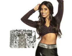 Pailletten Riem Zilver 1,1m -Feestartikelen Winkel pailletten riem zilver 11m 1