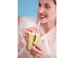 Papieren Rietjes Gouden Bloemen 19,5cm 10st -Feestartikelen Winkel papieren rietjes gouden bloemen 195cm 10st 3