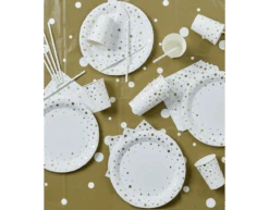 Papieren Rietjes Gouden Stippen Wit 20cm 8st -Feestartikelen Winkel papieren rietjes gouden stippen wit 20cm 8st 2