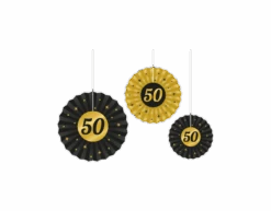 Papieren Waaiers 50 Jaar Set 20-40cm 3-delig