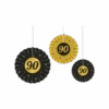 Papieren Waaiers 90 Jaar Set 20-40cm 3-delig