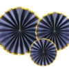 Papieren Waaiers Donkerblauw Goud Set 23-40cm 3 Delig -Feestartikelen Winkel papieren waaiers donkerblauw goud set 23 40cm 3 de