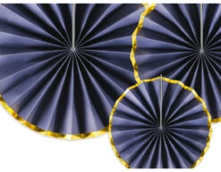 Papieren Waaiers Donkerblauw Goud Set 23-40cm 3 Delig -Feestartikelen Winkel papieren waaiers donkerblauw goud set 23 40cm 3 de 2