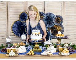 Papieren Waaiers Donkerblauw Goud Set 23-40cm 3 Delig -Feestartikelen Winkel papieren waaiers donkerblauw goud set 23 40cm 3 de 4