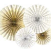 Papieren Waaiers Goud Wit Set 23-40cm 4 Delig -Feestartikelen Winkel papieren waaiers goud wit set 23 40cm 4 delig
