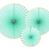 Papieren Waaiers Mintgroen Goud Set 23-40cm 3 Delig -Feestartikelen Winkel papieren waaiers mintgroen goud set 23 40cm 3 deli