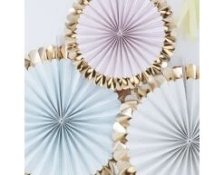 Papieren Waaiers Pastel/Goud 38cm 5st -Feestartikelen Winkel papieren waaiers pastel goud 38cm 5st 2