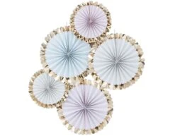 Papieren Waaiers Pastel/Goud 38cm 5st