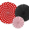 Papieren Waaiers Rood Zwart Set 23-40cm 3 Delig -Feestartikelen Winkel papieren waaiers rood zwart set 23 40cm 3 delig