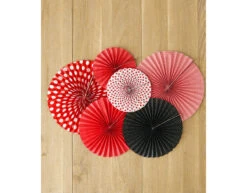 Papieren Waaiers Rood Zwart Set 23-40cm 3 Delig -Feestartikelen Winkel papieren waaiers rood zwart set 23 40cm 3 delig 2