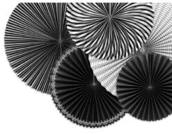 Papieren Waaiers Zwart Wit Set 25-40cm 5 Delig -Feestartikelen Winkel papieren waaiers zwart wit set 25 40cm 5 delig 2