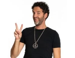 Peace Ketting Zilver -Feestartikelen Winkel peace ketting zilver 2