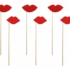 Photobooth Lippen Rood 6st -Feestartikelen Winkel photobooth lippen rood 6st