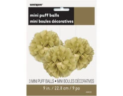 Pompon Goud 20cm 3st -Feestartikelen Winkel pompon goud 20cm 3st 1