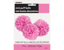 Pompon Roze 20cm 3st -Feestartikelen Winkel pompon roze 20cm 3st 1
