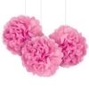 Pompon Roze 20cm 3st -Feestartikelen Winkel pompon roze 20cm 3st