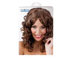 Pruik Half Lang Haar Krul Bruin -Feestartikelen Winkel pruik half lang haar krul bruin 1