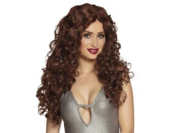 Pruik Lang Haar Krul Bruin