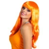 Pruik Lang Haar Oranje Slag