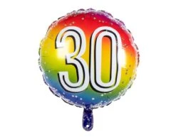 Regenboog Cijfer Ballon 30 Jaar 45cm -Feestartikelen Winkel regenboog cijfer ballon 30 jaar 45cm 1