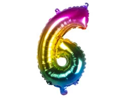 Regenboog Cijfer Ballon 6 Jaar 36cm