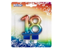Regenboog Kaars 18 Jaar 8cm -Feestartikelen Winkel regenboog kaars 18 jaar 8cm 1