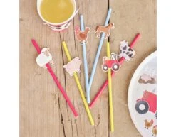 Rietjes Boerderij 19,5cm 16st -Feestartikelen Winkel rietjes boerderij 195cm 16st 1