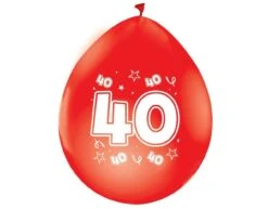 Rode Ballonnen 40 Jaar Metallic Dubbelzijdig 30cm 8st